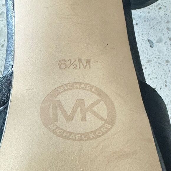 Michael Kors Racquel Platform Black Leather high Block Heels Open Toe Size 6.5M - Picture 14 of 16